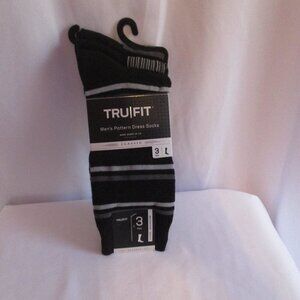 3 Pairs TRU FIT MEN'S Pattern Dress Socks Shoe Sizes 10-13